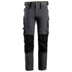 Snickers 6371 Full Stretch Trousers without Holster Pockets - 35 Waist 30 Leg (Snickers Size 100) - Steel Grey / Black - SALE