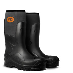 V12 Footwear V2115 Groundworker Safety Wellington Boots - S5 AN CI FO SR (Black/Grey)