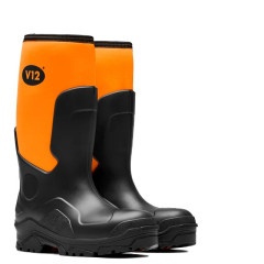 V12 Footwear V2110 Groundworker Safety Wellington Boots - S5 AN CI FO SR (Black/Orange)