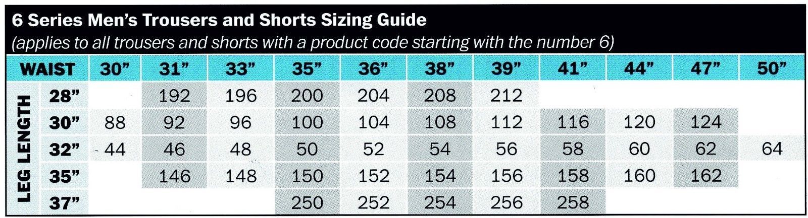 trousers sizes conversion